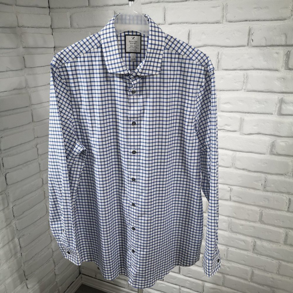 Denver Hayes Men's Size Large Non Iron Modern Fit Button Front & Cuffs Shirt